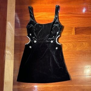 Zara Black Mini Dress with White Floral Details